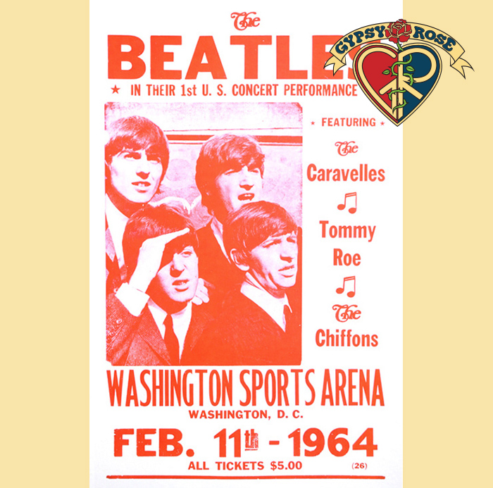 BEATLES WASHINGTON, DC 1964 CONCERT POSTER: Gypsy Rose BEATLES WASHINGTON, DC 1964 CONCERT POSTER: Gypsy Rose