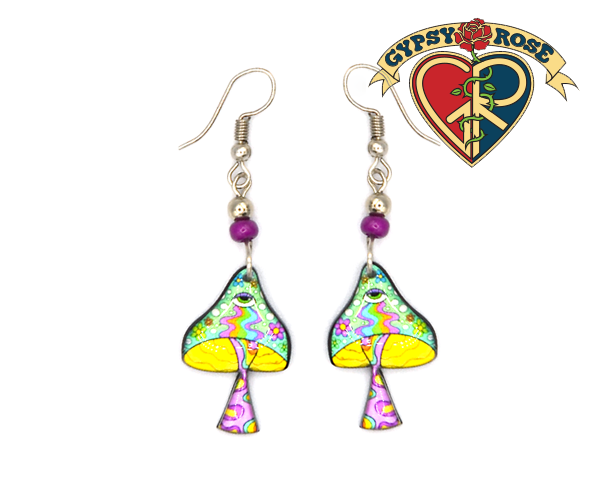 Acrylic Psychedelic Mushroom Earring