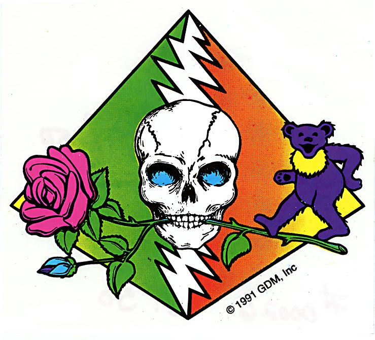 Grateful Dead Rose Skull Bear Pyramid Bolt Sticker Gypsy Rose