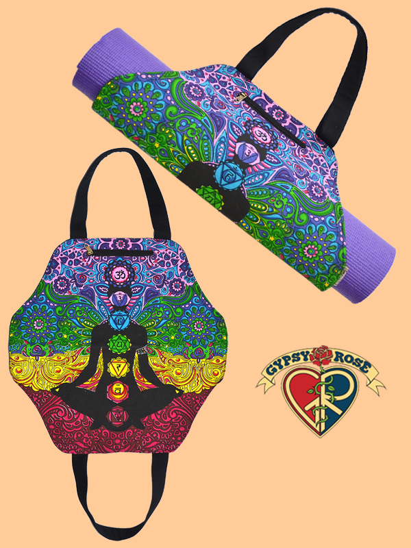 Psychedelic Chakra Yoga Cotton Hexagon Yoga Mat Bag Gypsy Rose