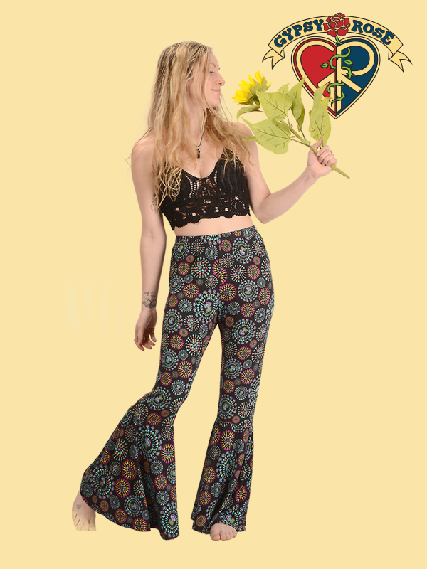 Viscose Spandex Mushroom Bell Bottom Pants Gypsy Rose