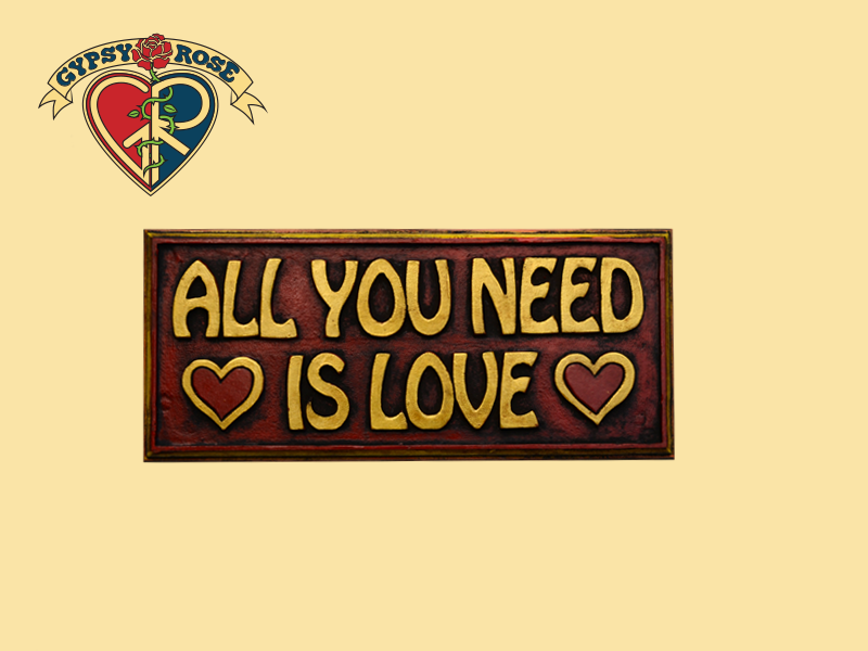 ALL YOU NEED IS LOVE PAINTED WOODEN WALL PLAQUE WALL HANGING Gypsy Rose