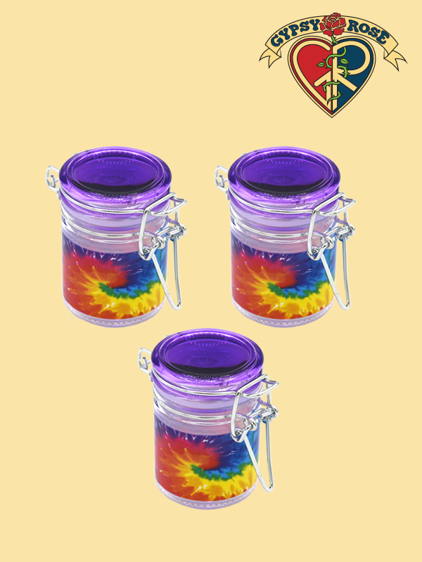 Tye Dye Mini Stash Jar 3 Piece Set Gypsy Rose