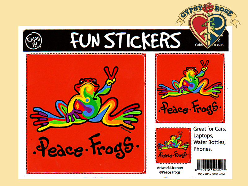Retrp Peace Frog 3 Asst Sizes Sticker