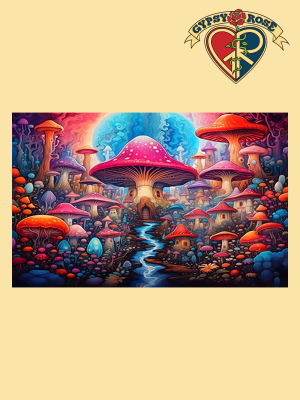 Hidden Mushroom Village Tapestry