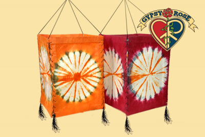 FOUR SIDED TYE DYE LOKTA PAPER LANTERN