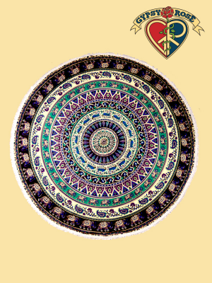 Jungle Groove Elephant Print Round Tapestry Tablecloth