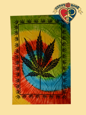 Panama Red Tye Dye Hemp Leaf Twin Tapestry