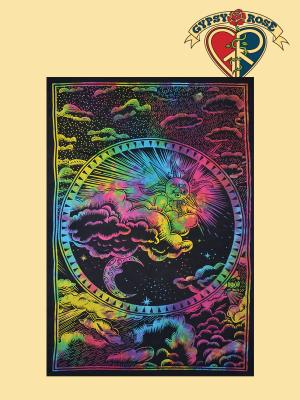 Tye Dye Cloudy Sun & Moon Twin Tapestry