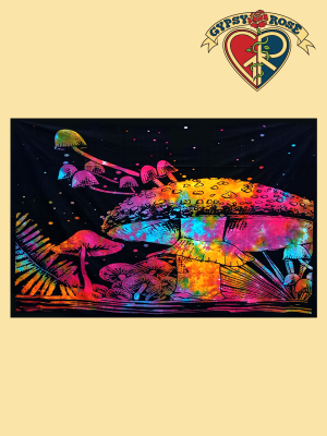 Psychedelic Mushroom Twin Tapestry