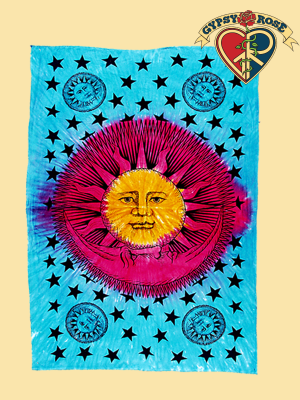 TYE DYE SUN MOON TWIN TAPESTRY - BEDSPREAD