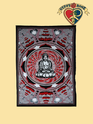 MEDITATING BUDDHA TWIN TAPESTRY - BEDSPREAD