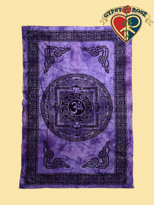 Twin Size Tye Dye Om Mandala Tapestry - Bedspread