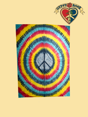 Spreadin' Peace Tye Dye Twin Size Tapestry - Bedspread