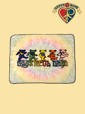 Grateful Dead Dancing Bear Tye Dye Fleece Throw