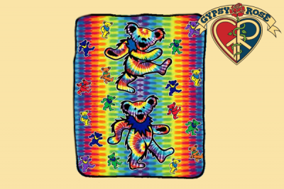 GRATEFUL DEAD DANCING BEAR FLEECE TYE DYE THROW