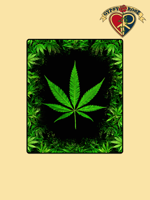 Green Pot Leaf Fleece Blanket