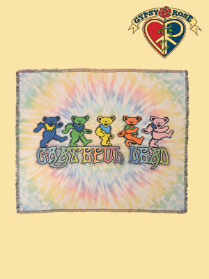 Grateful Dead Dancing Bear Tye Dye Woven Blanket