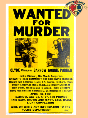 Wanted For Murder Bonnie & Clyde Poster