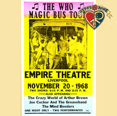 THE WHO "MAGIC BUS TOUR" 1968 LIVERPOOL CONCERT POSTER