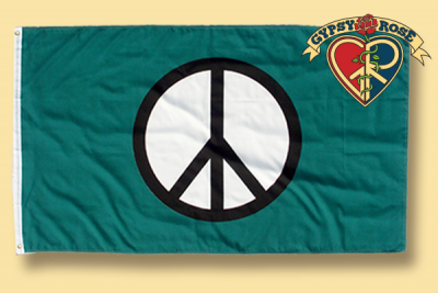 GREEN WITH PEACE SIGN FLAG