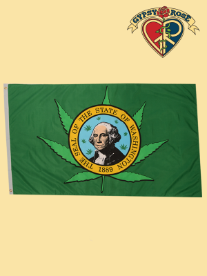 Washington State Seal and Leaf Flag