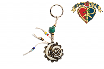 MOON & SWIRL CARVED BONE KEYCHAIN