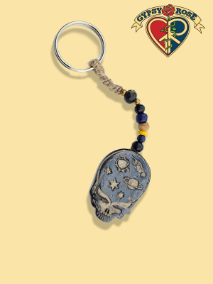 Stealie The Night Away Grateful Dead Hand Carved Bone Keychain