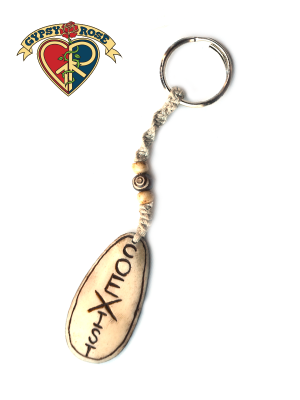 Coexist Hand Carved Bone Pendant On Hemp Keychain