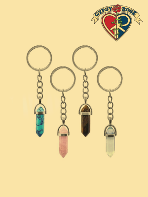 Stone Point Wire Wrapped Keychain