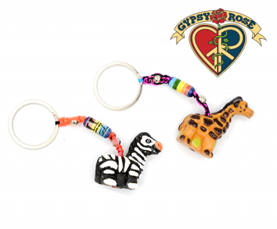 Ceramic Assorted Painted Spirit Animal Keychain