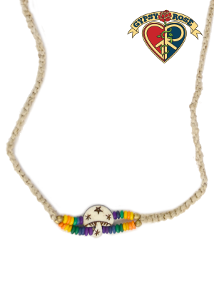 Magik Mushroom Carved Bone Pendant Hemp Necklace