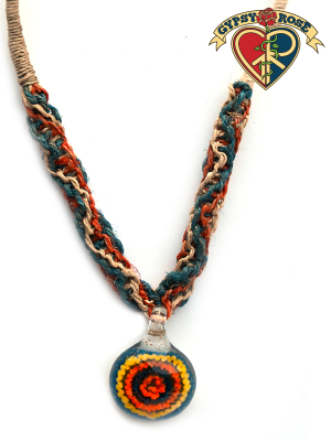 Fatty Phat Hand Blown Glass Pendant On Hemp Necklace