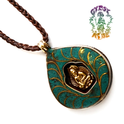Altar Of The Heart Brass and Stone Meditating Buddha Pendant Necklace