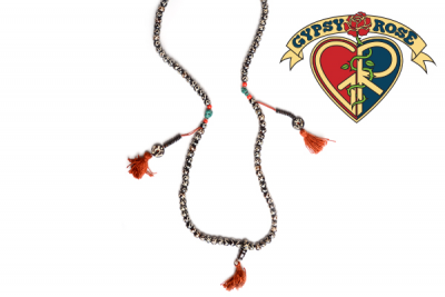 Blissful Meditation Om  Bone & Turquoise Bead Prayer Mala Necklace