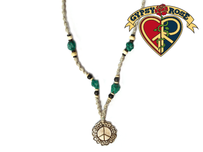 Flower Child Hand Carved Bone Peace Flower Pendant On Hemp Necklace