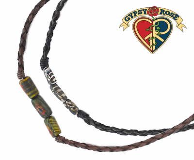 Leather And Wood Tube Bead Necklace