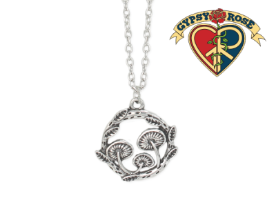 Silver Tone Mushroom Necklace