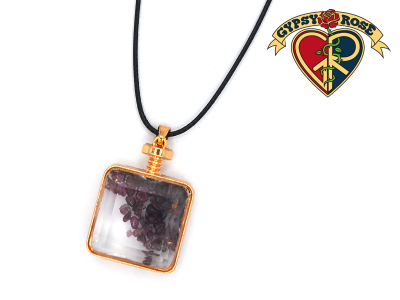 Assorted Healing Stone Square Pendant Necklace
