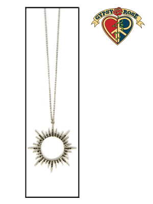 Silver Sunburst Crystal Necklace