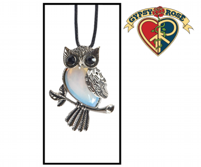 Semi Precious Stone Owl Necklace