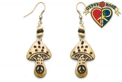 MUSHROOM PEACE BONE EARRING