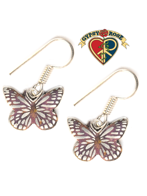 Stardust Butterfly Stone Powder Inlay Metal Earrings