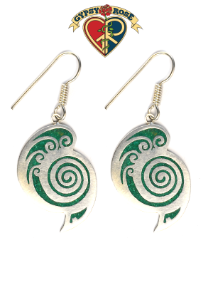 Stardust Spiral Wave Stone Powder Inlay Metal Earrings