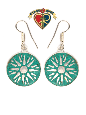 Stardust Sun Stone Powder Inlay Metal Earrings