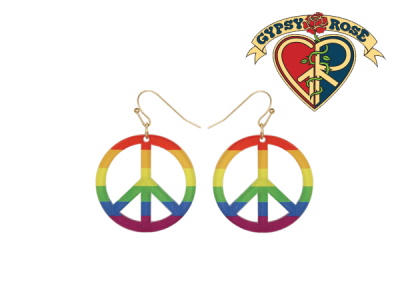 Acrylic Rainbow Peace Sign Earring