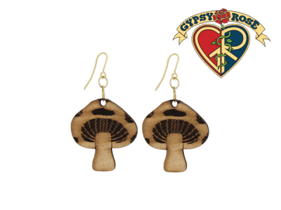 Wood Mushroom Earring