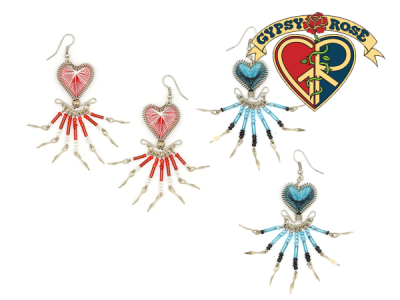 Thread Heart With Dangles Earrings