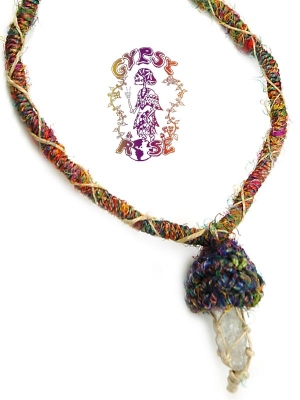 RECYCLED SILK CRYSTAL MUSHROOM NECKLACE