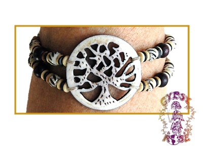 LIFE'S FORCE TREE HEMP & BONE ADJUSTABLE BRACELET